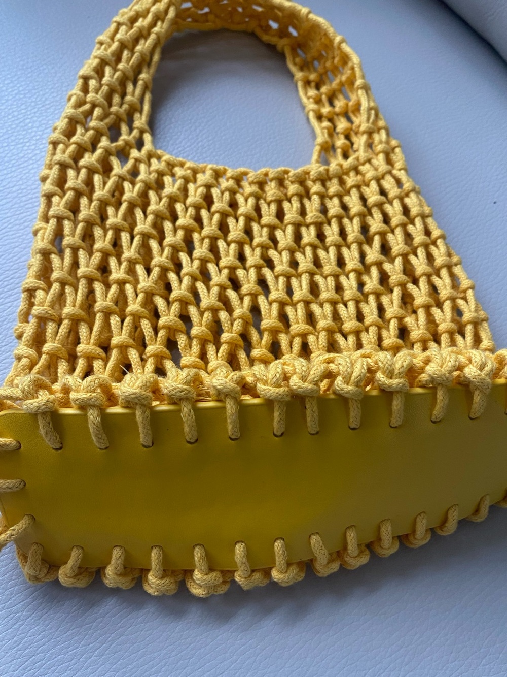 Crochet yellow mini bag